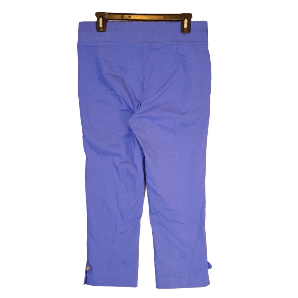 Raffaella Women's 8 Blue Stretch Pull-On Capri Pants Cropped Everyday Casual - Picture 2 of 14